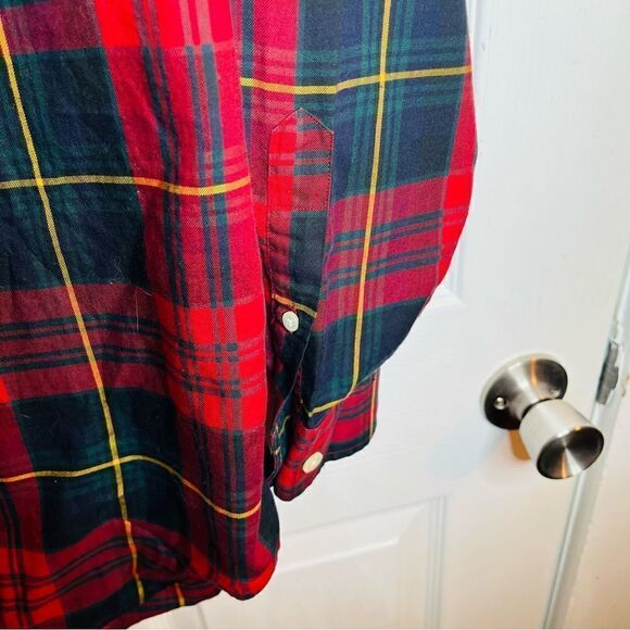Turnbury Red Plaid Button Down Shirt Button Collar M 33 - Picture 6 of 10